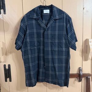 Vintage Permanent Press Navy Blue Checkered Men's Shirt